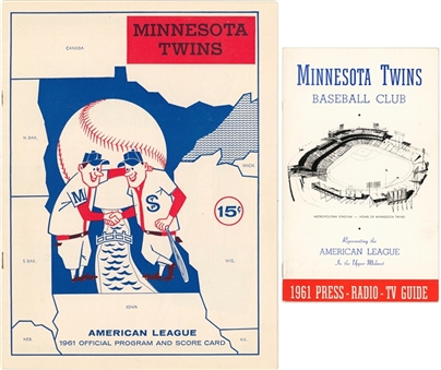 Lot of (2) Minnesota Twins 1961 Media Guide & Official Program From Inaugural Season 
